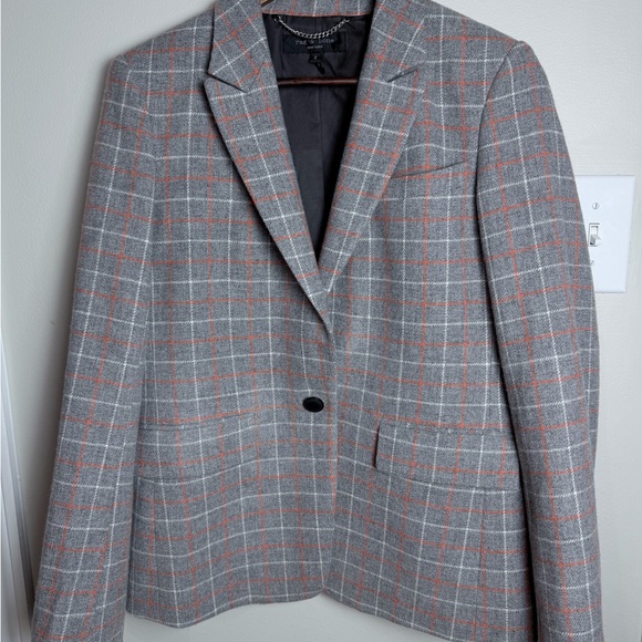 rag & bone Jackets & Blazers - rag & bone Gray and Red Plaid Blazer